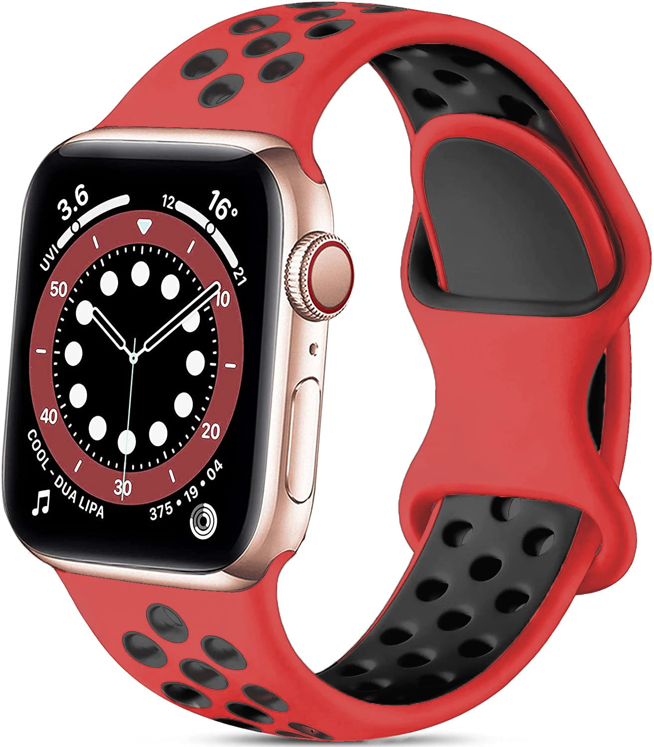 correa silicona deportiva roja negra apple watch
