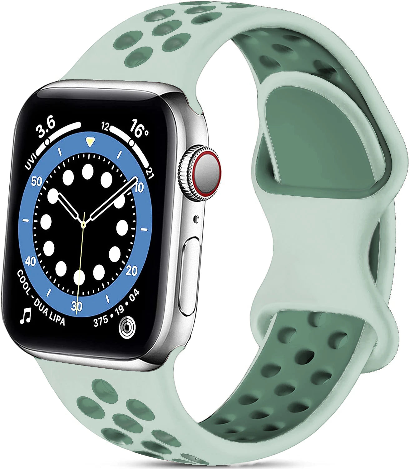 correa silicona deportiva verde turquesa apple watch
