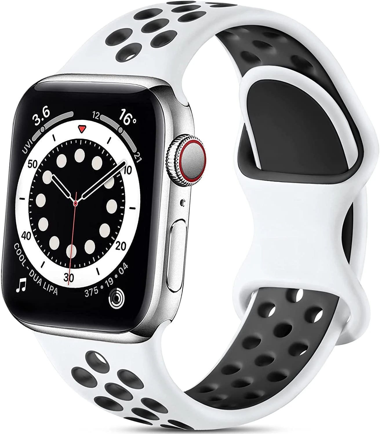 correa silicona deportiva blanca negra apple watch