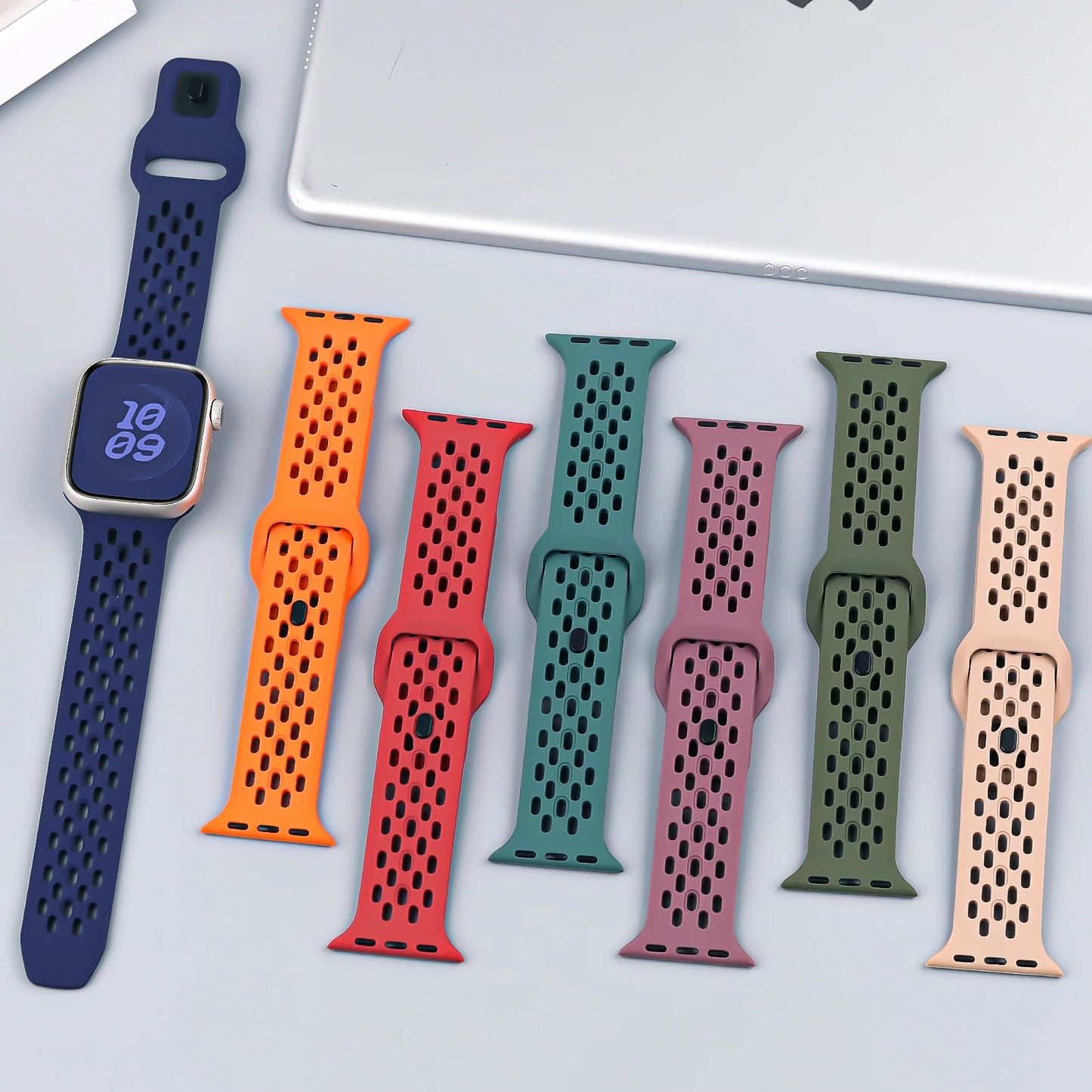 Correa Silicona Cierre Botón Lengüeta Oculta Apple Watch