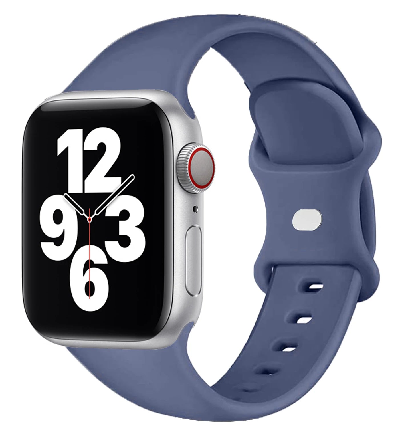 correa silicona apple watch azul gris boton
