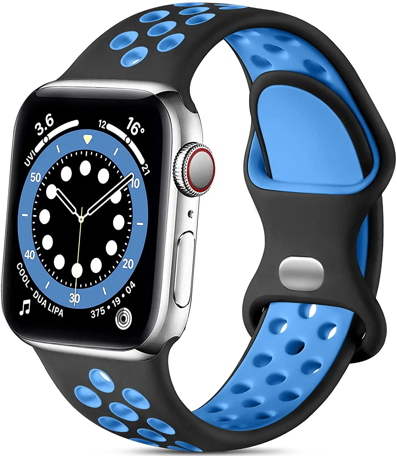 correa silicona deportiva negra azul apple watch