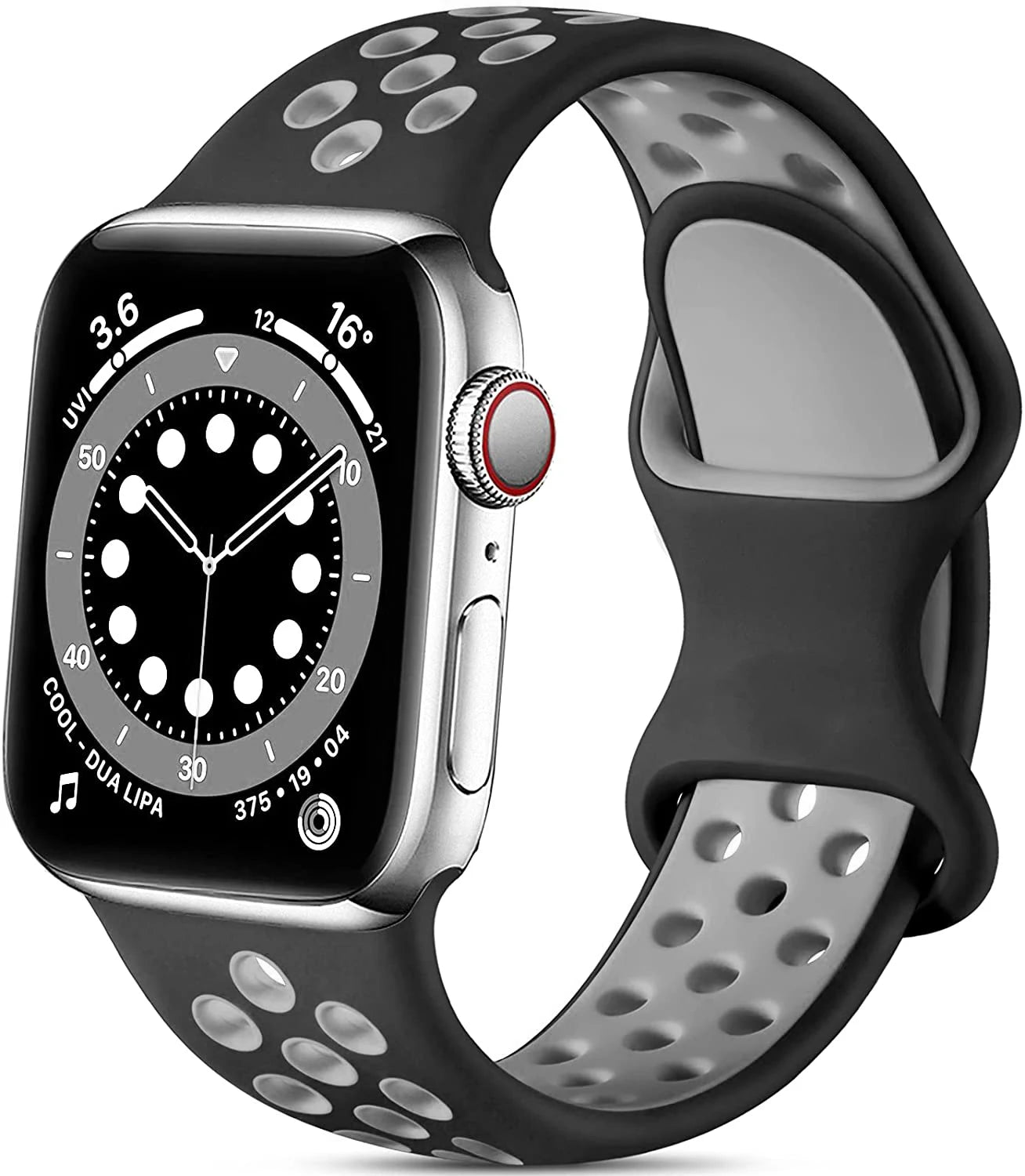 correa silicona deportiva negra gris apple watch