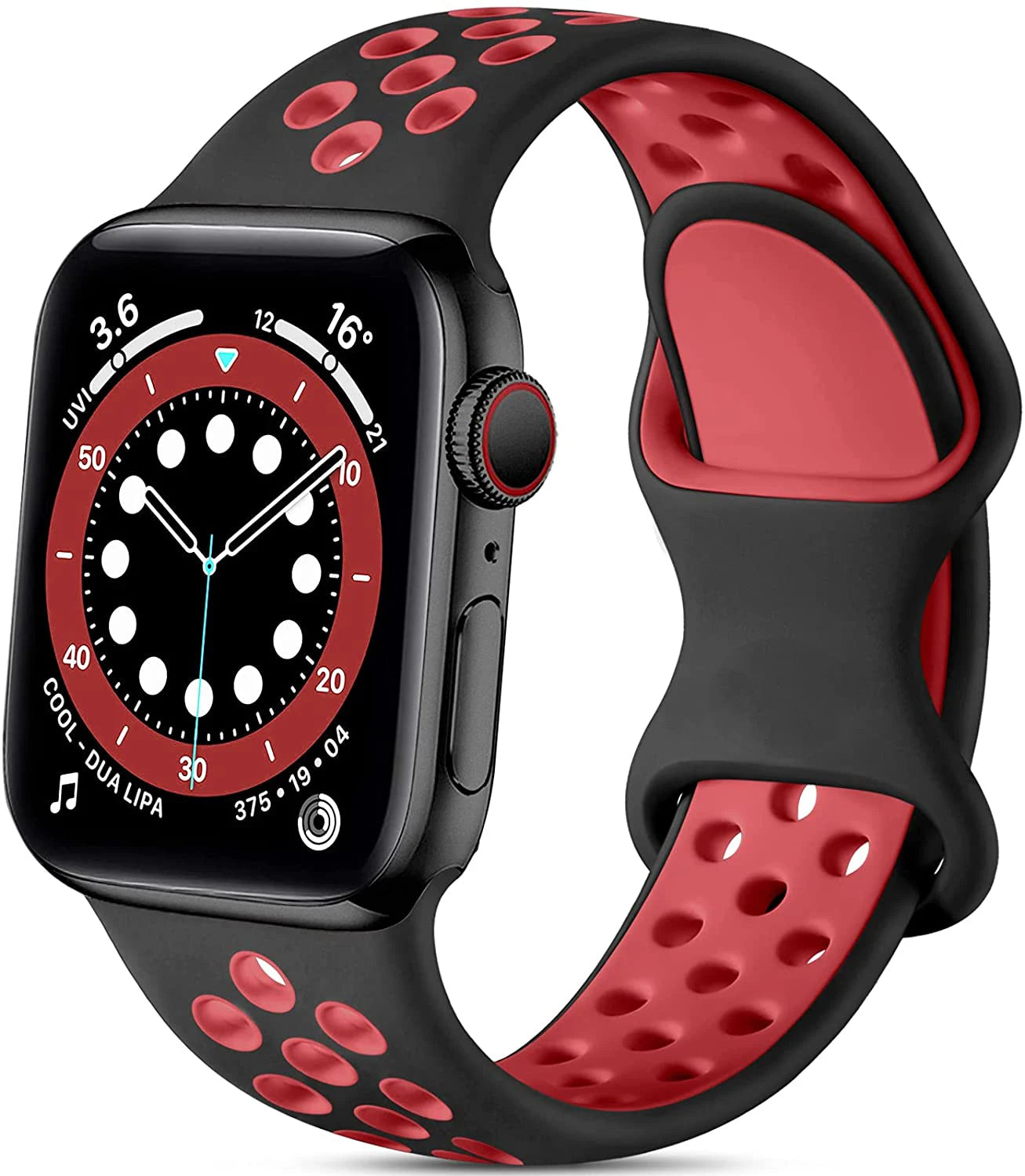 correa silicona deportiva negra roja apple watch