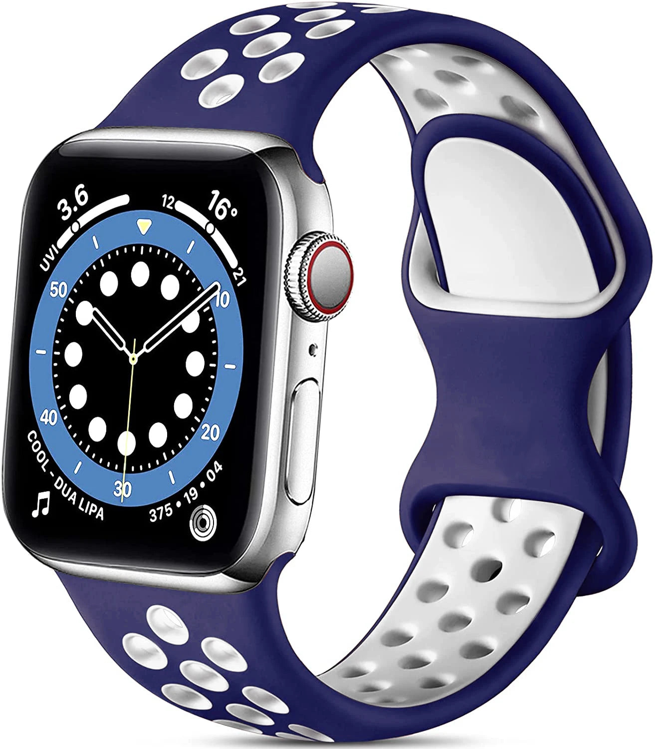 correa silicona deportiva azul blanca apple watch