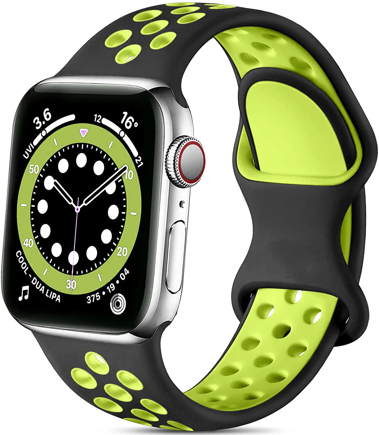 correa silicona deportiva negra verde apple watch