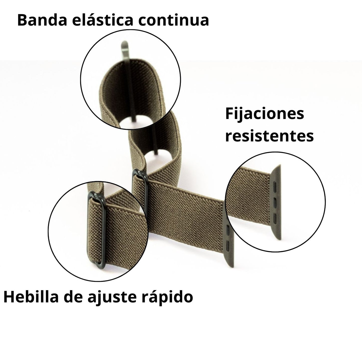 Set 3 correas Silicona y Nailon + Caja expositora de madera de bambú