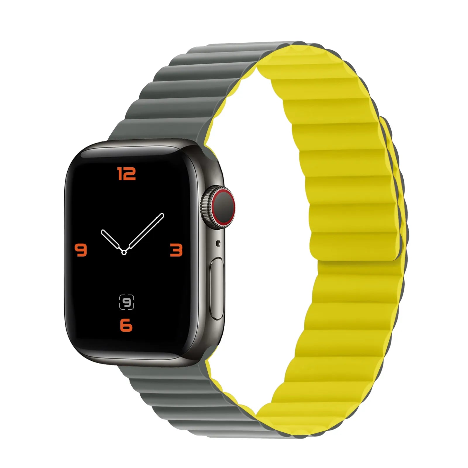 correa silicona magnetica gris amarillo apple watch