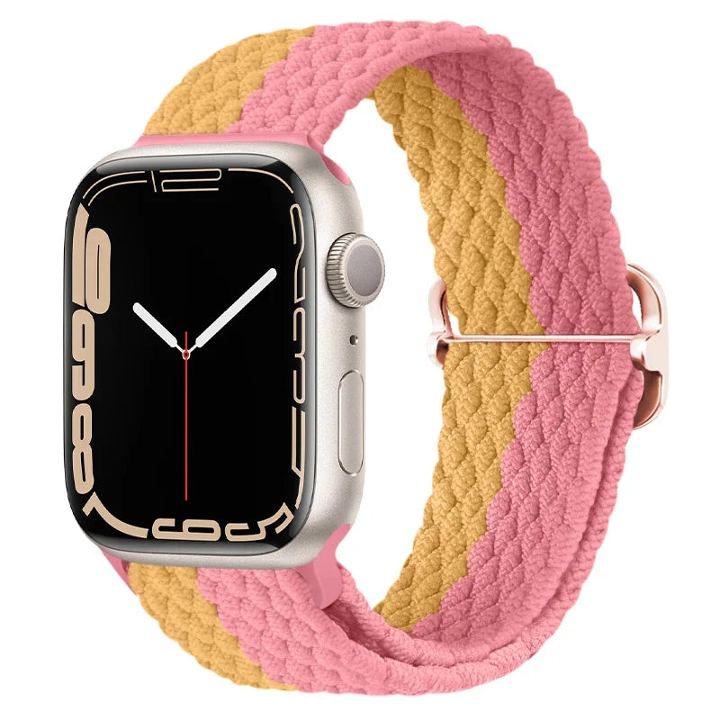 correa nailon trenzada rosa amarillo apple watch