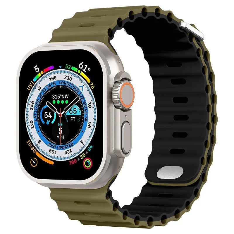 correa silicona ocean verde negra apple watch