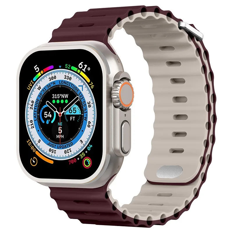 correa silicona ocean berenjena blanca apple watch