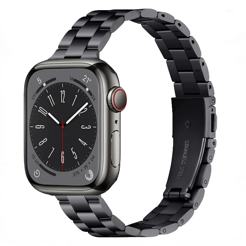 correa metal estrecha negra apple watch