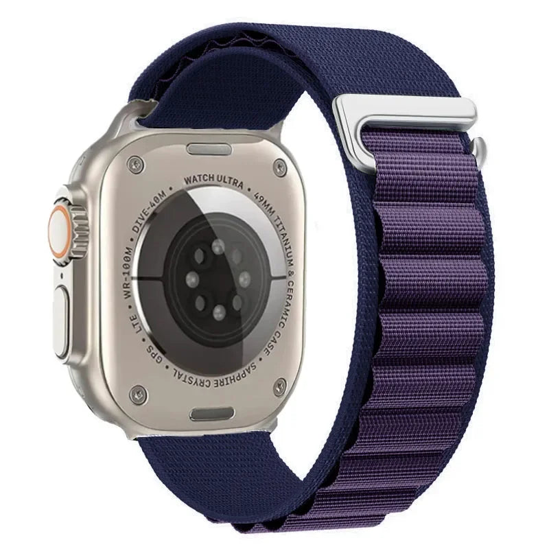 correa nailon alpina azul morado apple watch