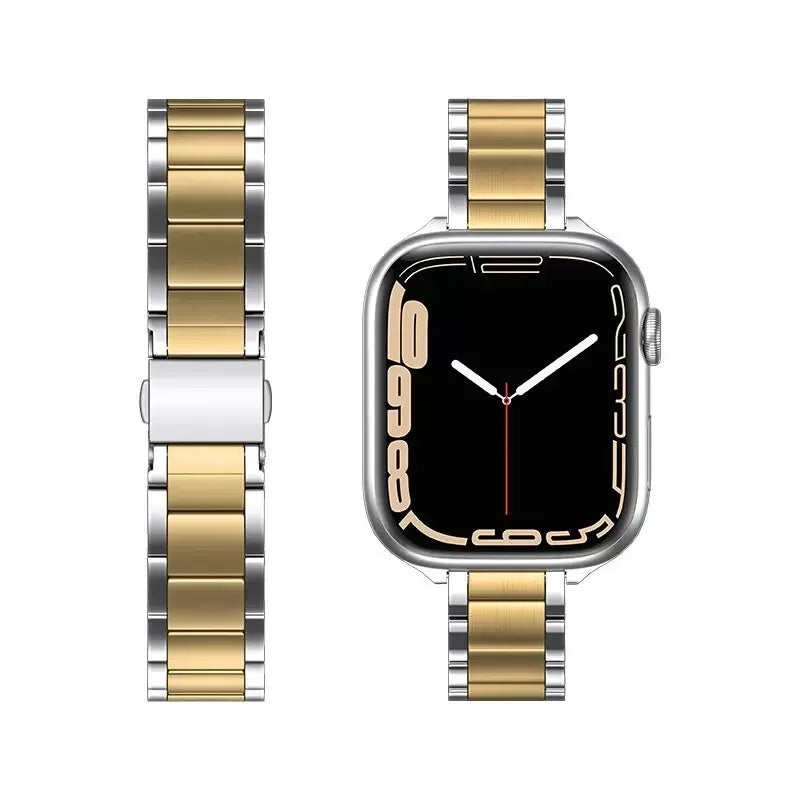 correa metal estrecha oro plata reloj apple watch