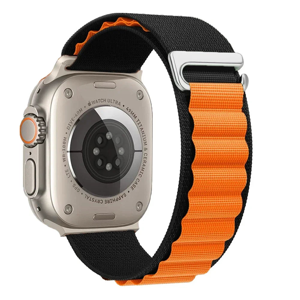 correa nailon alpina negra naranja apple watch