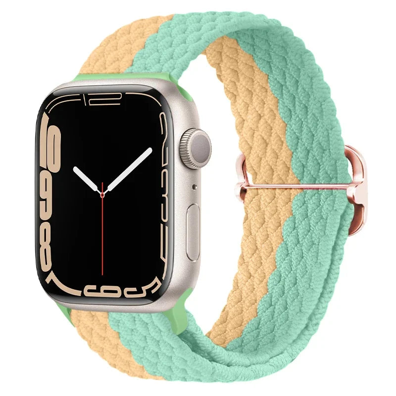 correa nailon trenzada verde amarilo apple watch