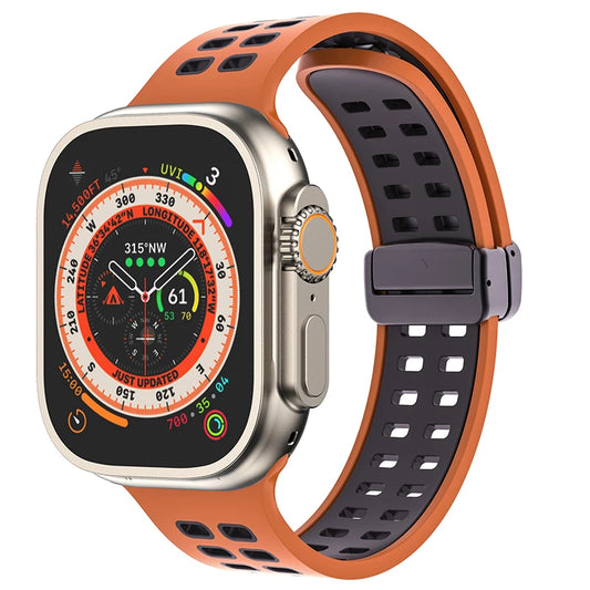 correa silicona ligera naranja cierre magnetico apple watch