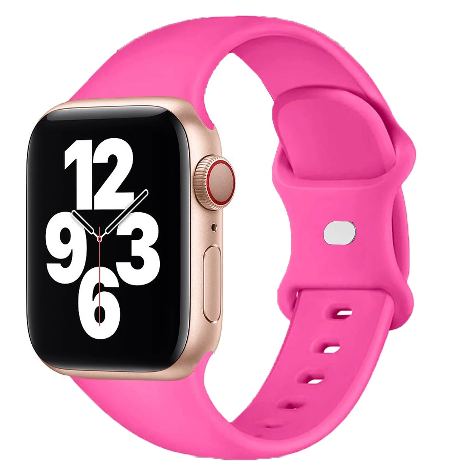 correa silicona apple watch rosa barbie boton