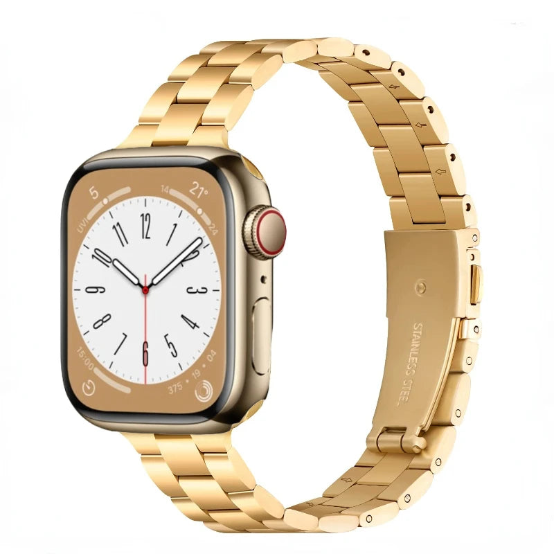 correa metal estrecha oro mate apple watch