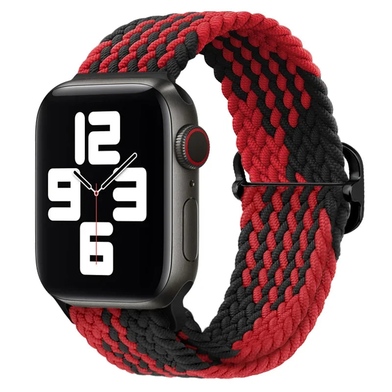 correa nailon trenzada rojo negro apple watch