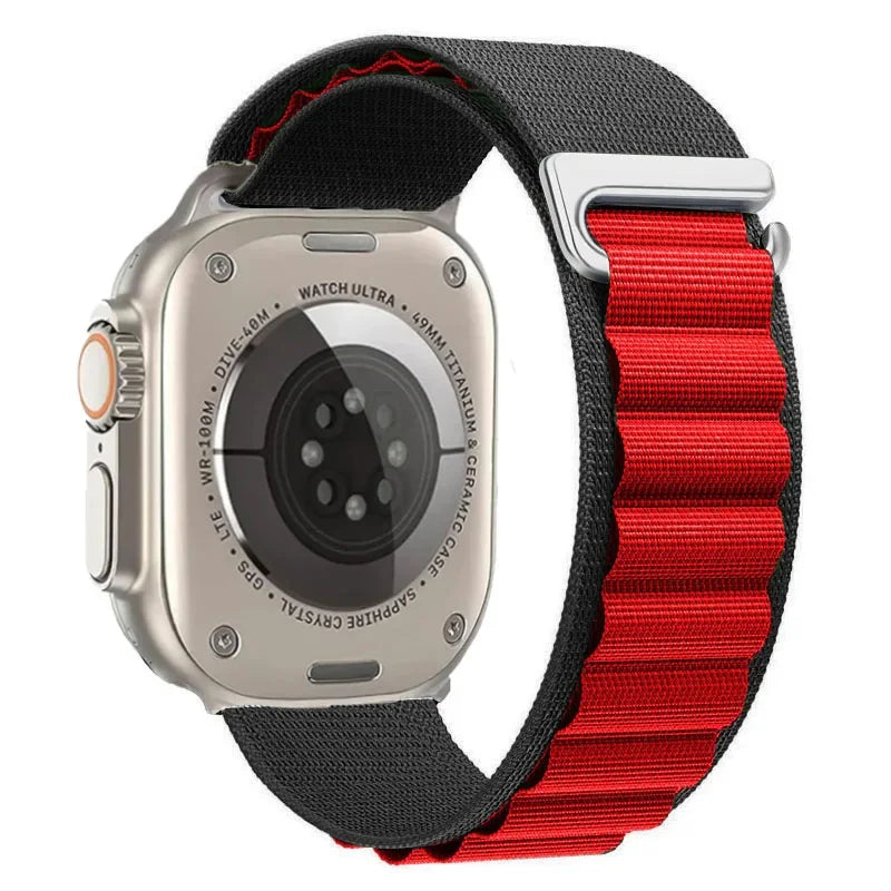 correa nailon alpina negra roja apple watch