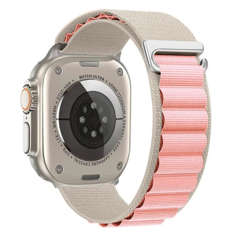 correa nailon alpina gris rosa apple watch