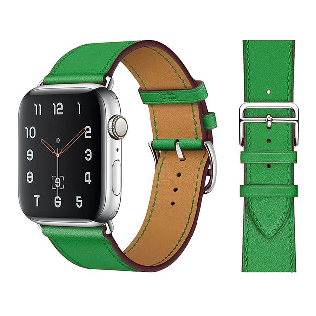 correa piel verde apple watch