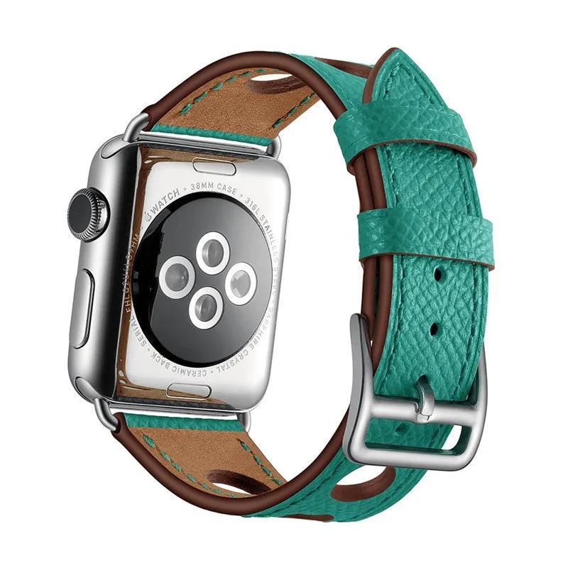 correa piel perforada turquesa apple watch