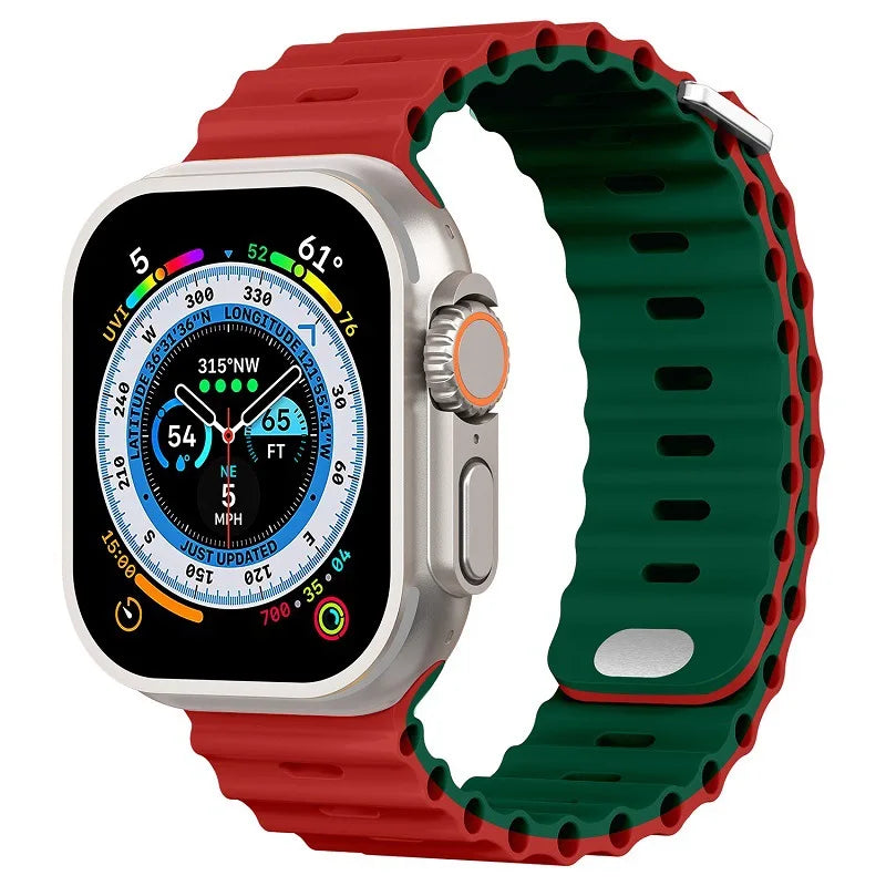 correa silicona ocean rojo verde apple watch