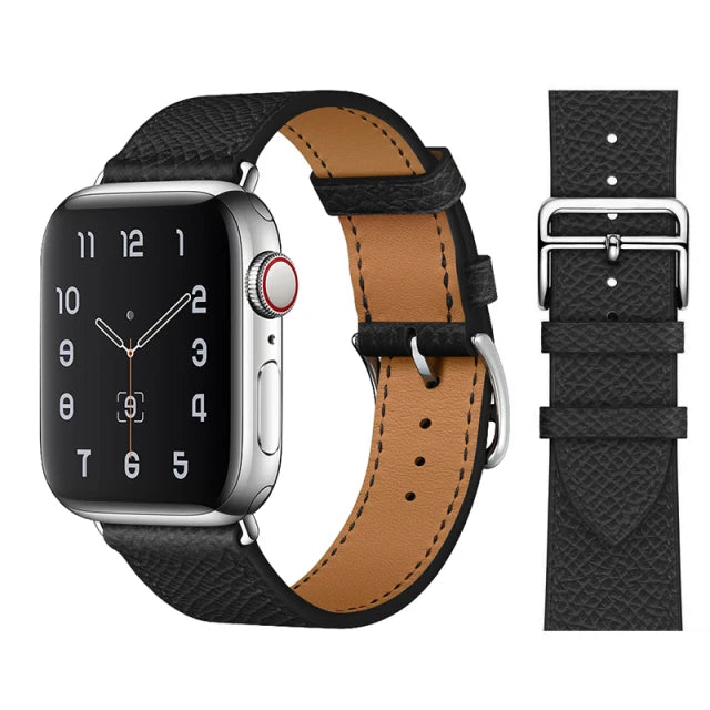 correa piel relieve negra apple watch