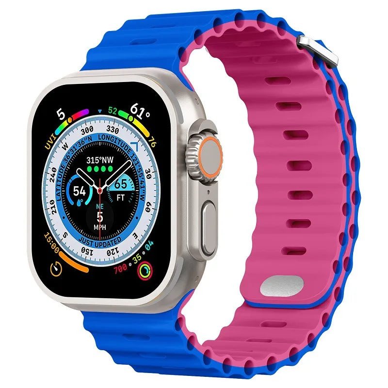 correa silicona ocean azul rosa apple watch