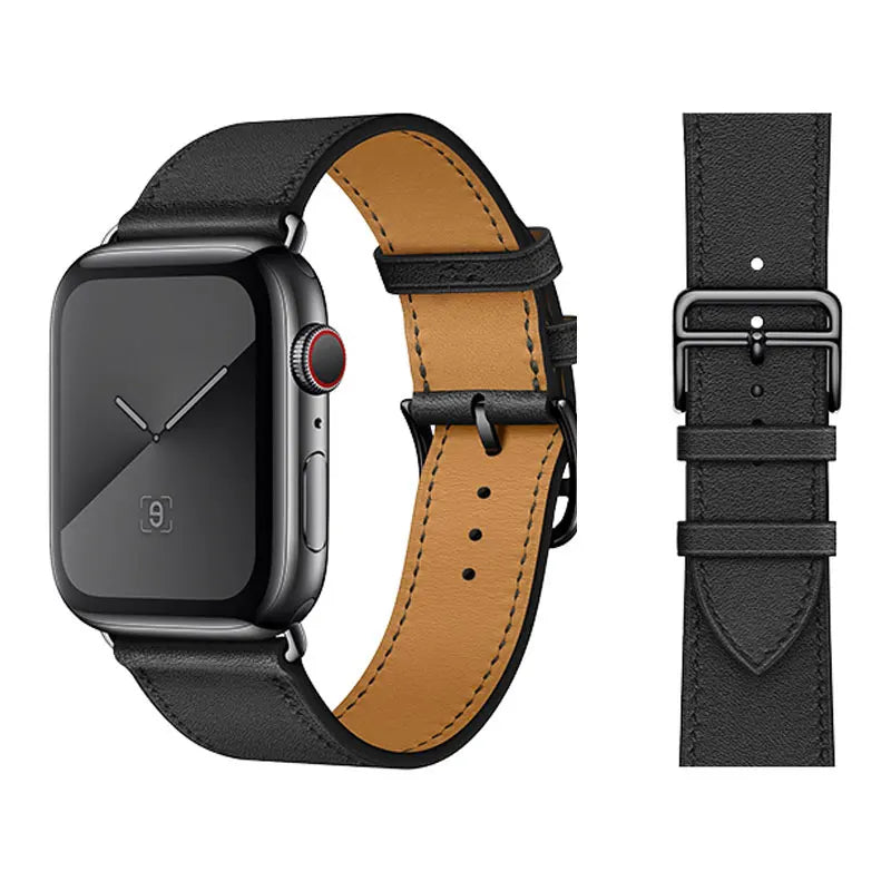 correa piel negra apple watch