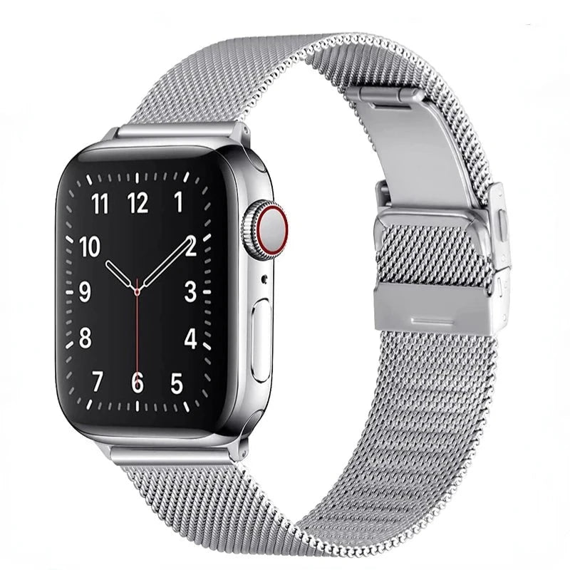 correa milanese hebilla plata apple watch