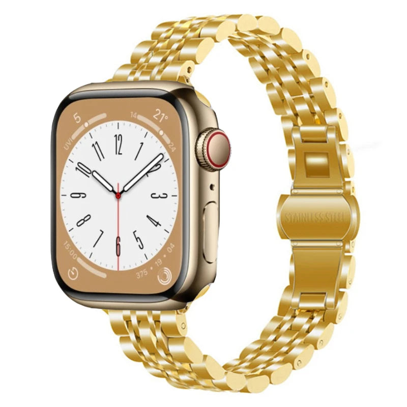 correa metal estrecha oro apple watch