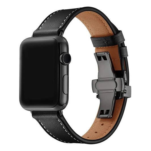 correa piel negra hebilla apple watch