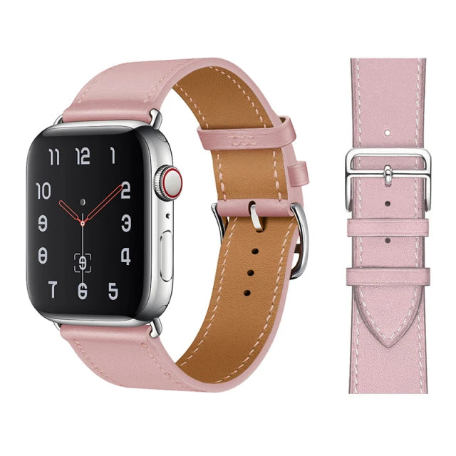 correa piel rosa claro apple watch