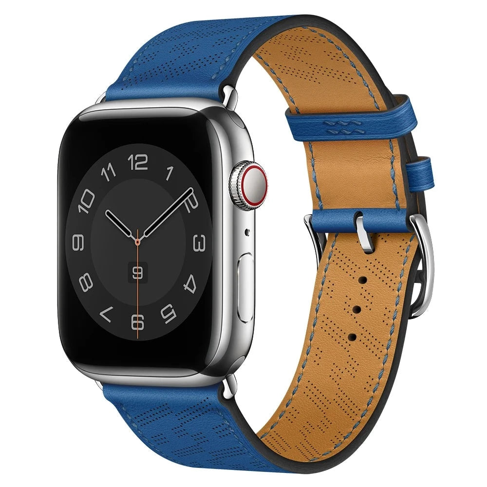 correa piel microperforada azul apple watch