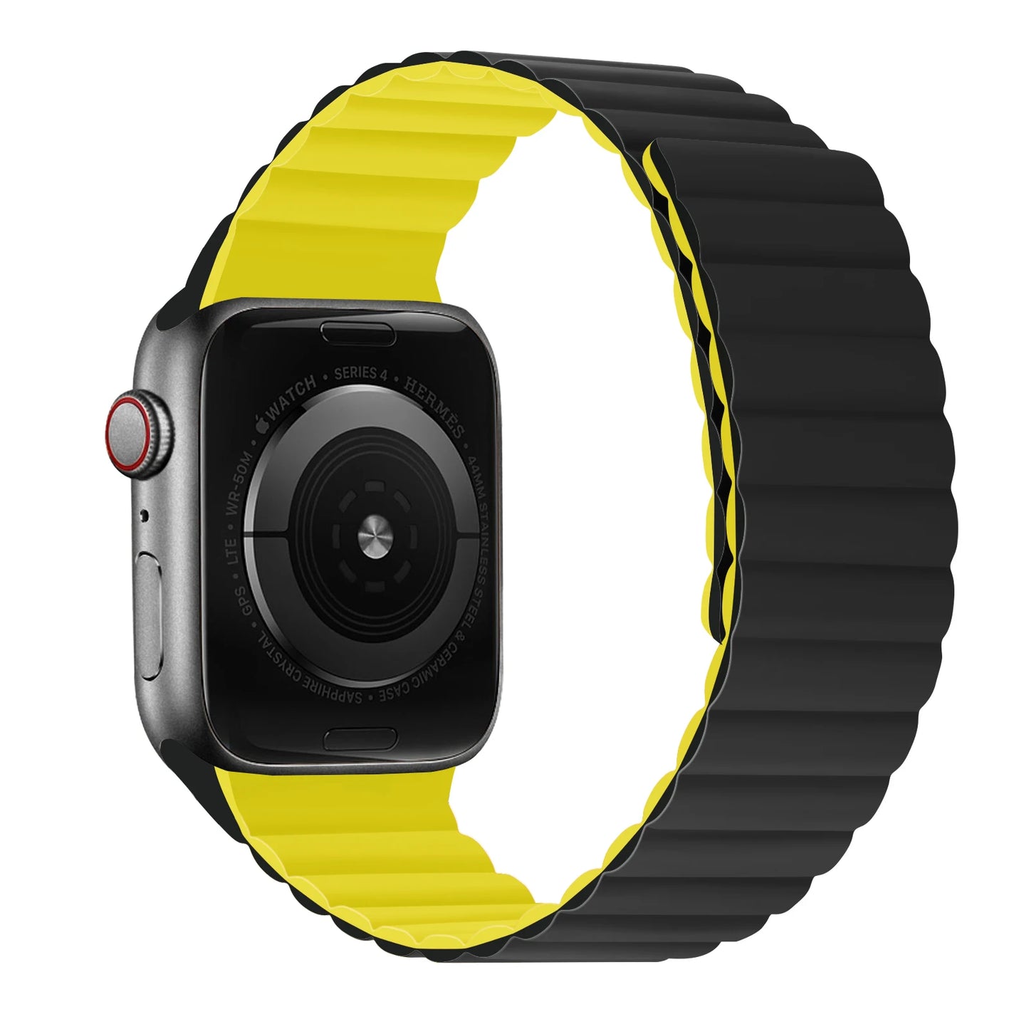 correa silicona magnetica gris amarillo apple watch