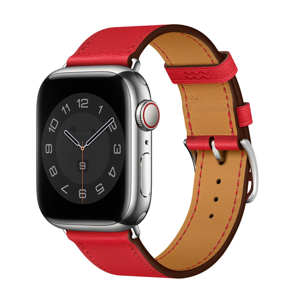 correa piel roja apple watch