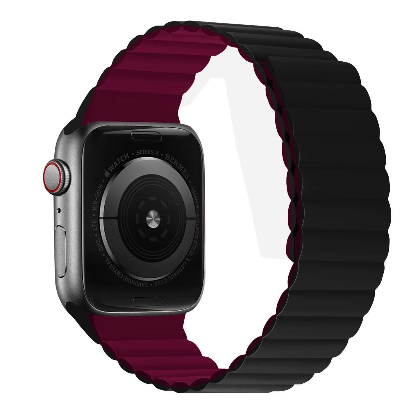 correa silicona magnetica negra burdeos apple watch