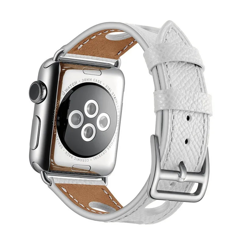 correa piel perforada blanca apple watch