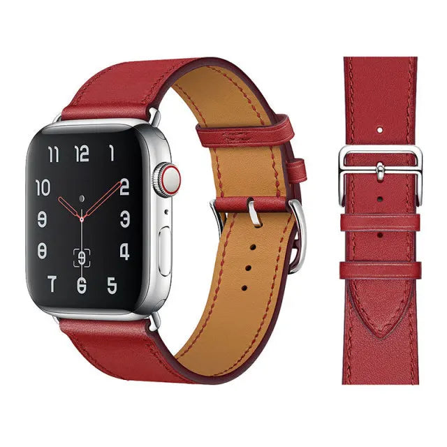 correa piel roja apple watch