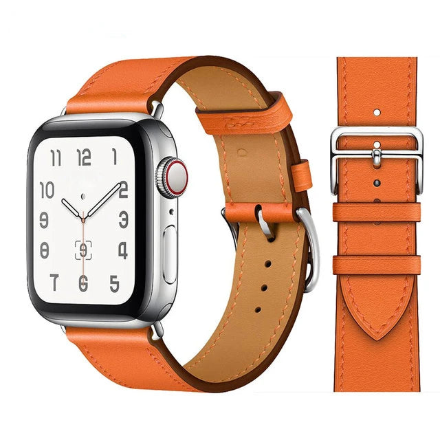 correa piel naranja apple watch