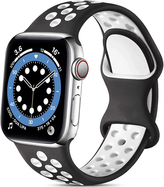 correa silicona deportiva negra blanca apple watch