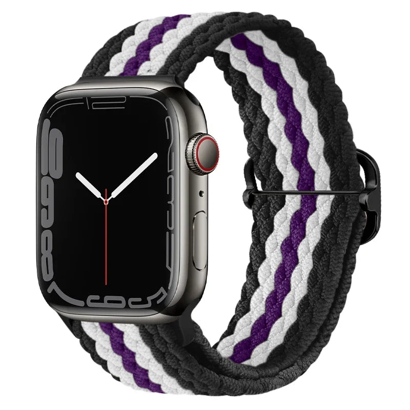 correa nailon trenzada negra blanca apple watch