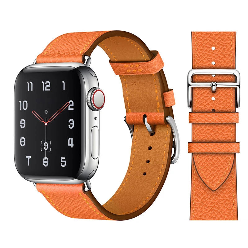 correa piel naranja apple watch