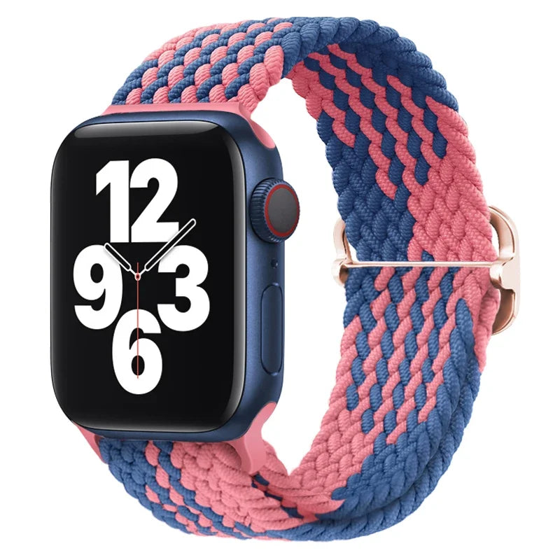 correa nailon trenzada rosa azul apple watch