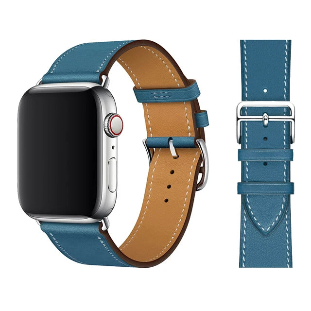 correa piel azul apple watch