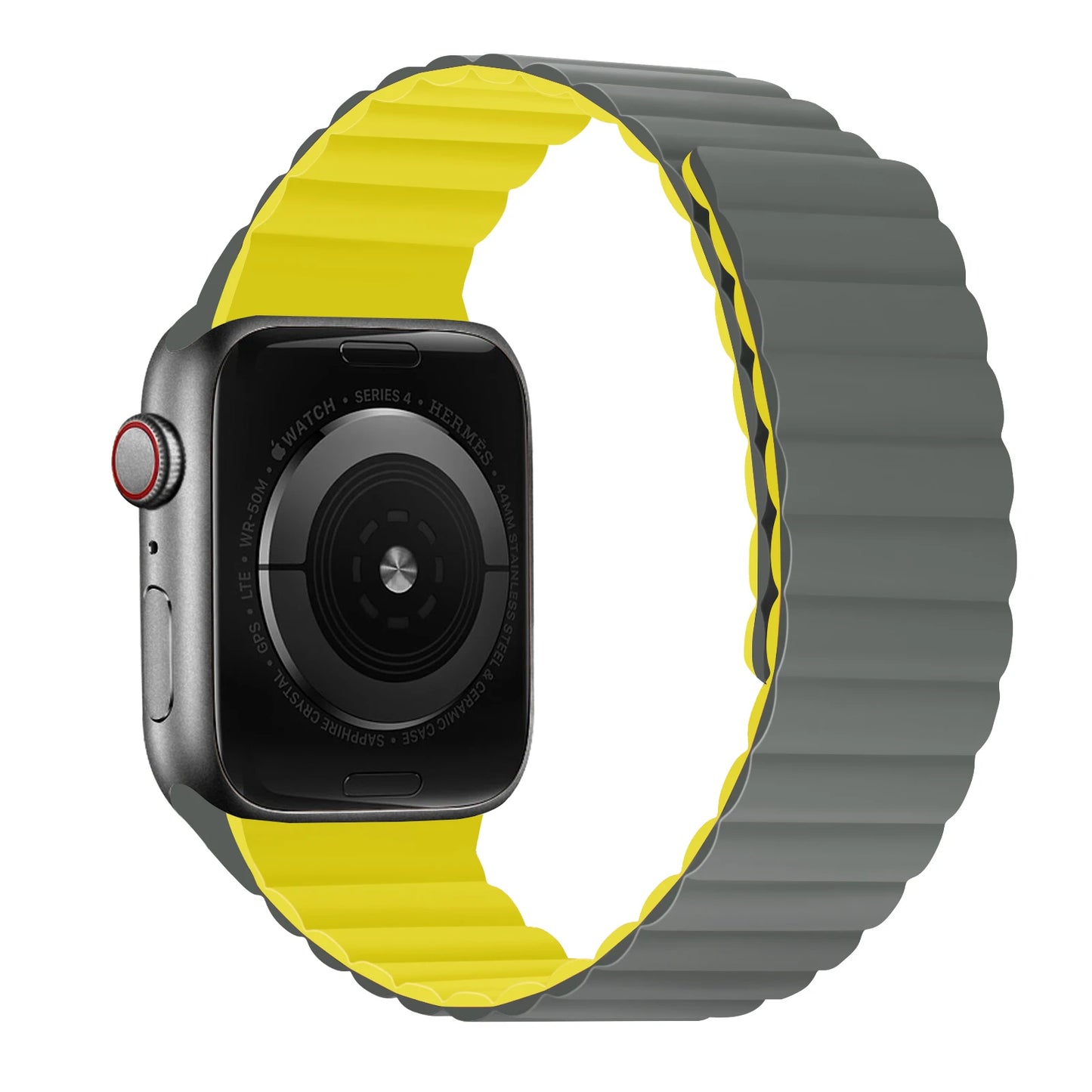 correa silicona magnetica gris amarillo apple watch