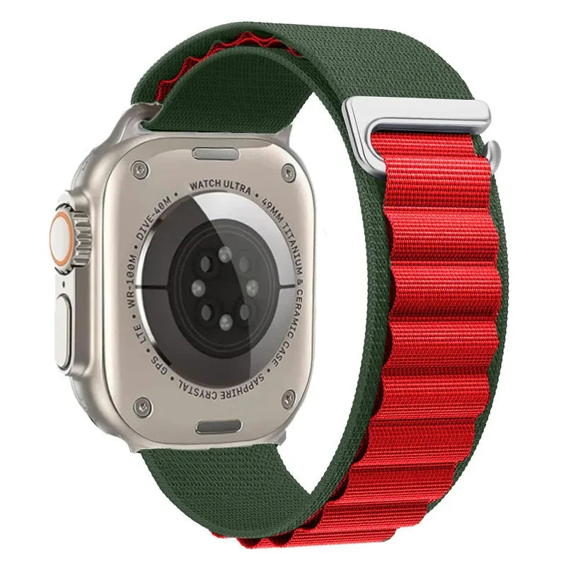 correa nailon alpina verde rojo apple watch